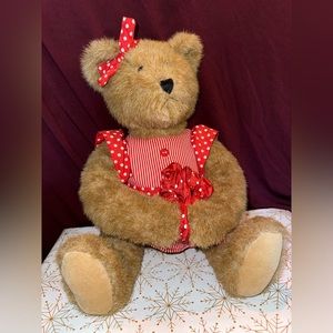 Debi Lilly Collectible Estelle Teddy Bear With Red And Pink Bow And Dress